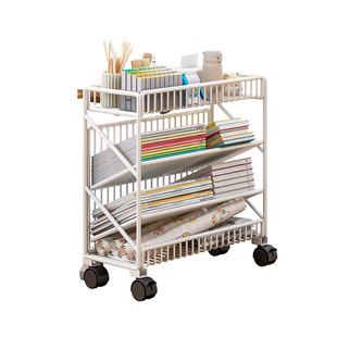 书架可移动桌边收纳架教室课桌旁学生放书本架子带轮置物架宿舍架