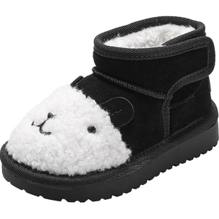 牧童儿童雪地靴冬季女童鞋加绒保暖小羊驼棉靴男宝宝加厚小童短靴