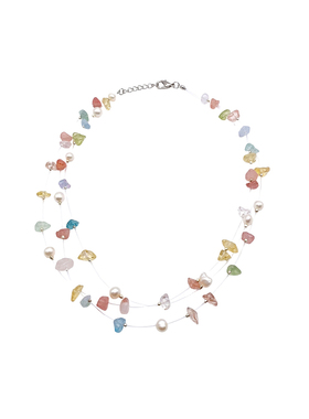 彩色碎石珍珠叠戴项链