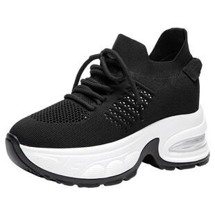 运动鞋女夏季薄款透气减震轻便软底超轻镂空飞织夏天内增高女鞋