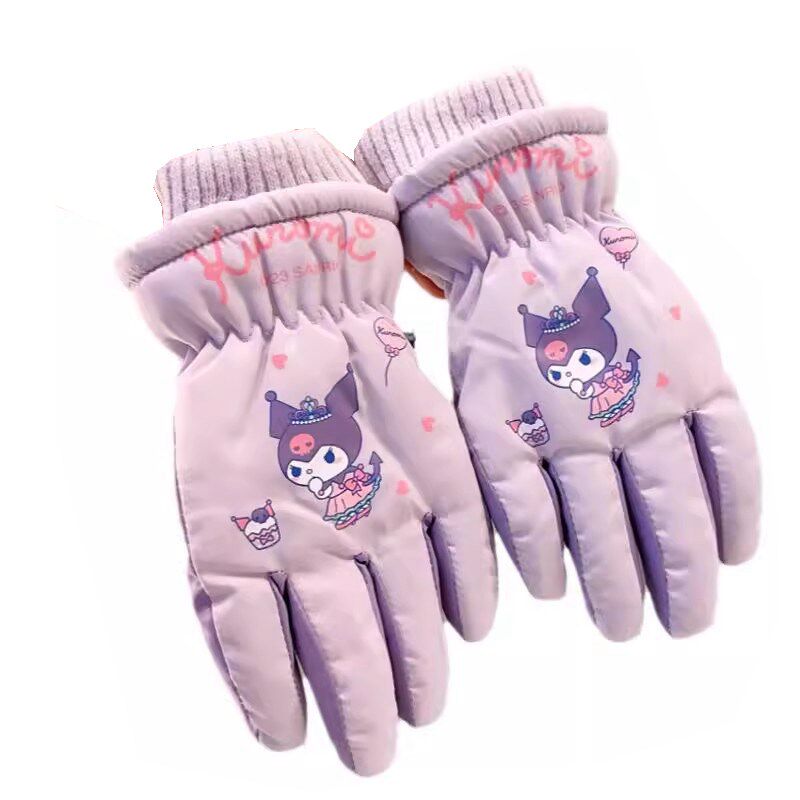 笛姿莎女童防水五指滑雪保暖手套