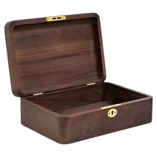 一纪五金首饰盒订婚轻奢高级感带锁收纳盒实木中式婚嫁礼金盒桌面