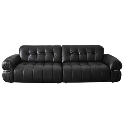 全友家居意式极简黑色真皮沙发