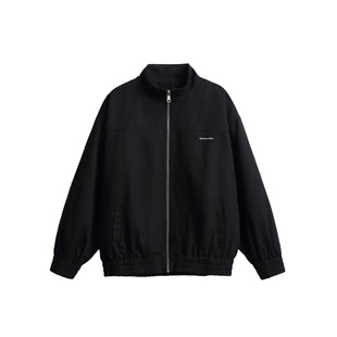 暗物质黑色字母刺绣全棉立领夹克男生2026新款秋季宽松上衣外套