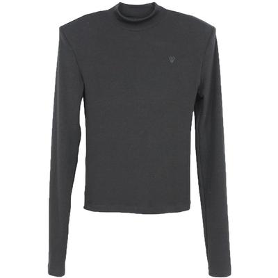 有尾女装德绒烟管领长袖T恤