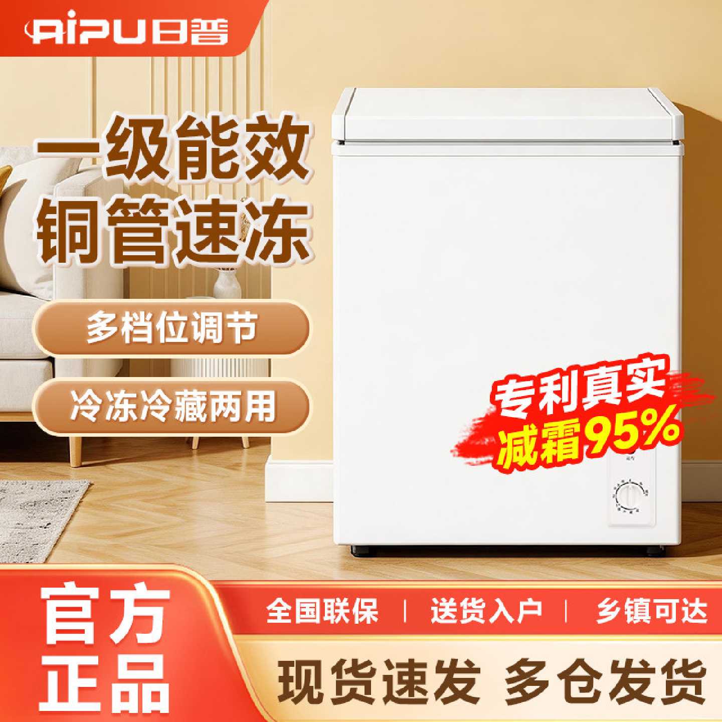 日普冰柜大容量租房家用单门冷柜商用全冷冻冷藏宿舍节能小冷冻柜