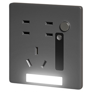 86型五孔插座带夜灯过道走廊床头小夜灯墙壁嵌入式地脚灯人体感应