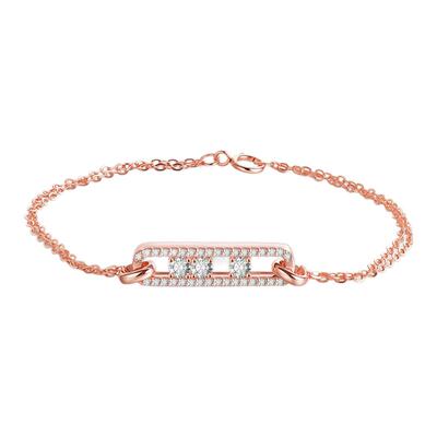 18K玫瑰金钻石滑动三钻手链婚庆