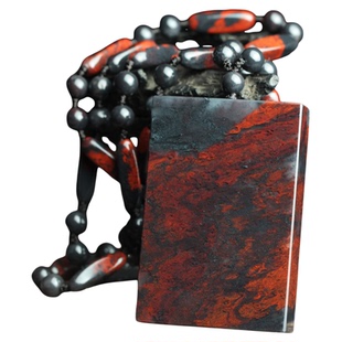 超值精品天然桂林鸡血玉玉牌项链玉石平安牌吊坠鸡血石玉器挂坠男