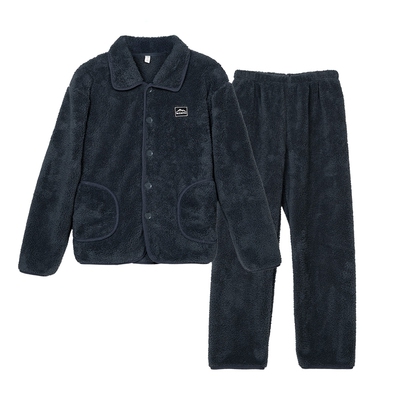 睡衣男保暖秋北羔绒冬季珊瑚绒加绒加厚男款法兰绒冬款家居服套装
