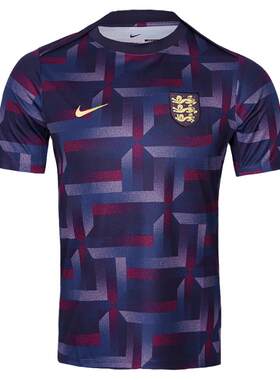 天朗足球NIKE耐克2024欧洲杯英格兰赛前训练短袖足球服FJ2725-555