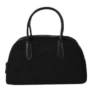 EMORRIN2025秋冬新款小众ins麂皮绒手提包女质感百搭通勤保龄球包