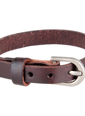 日韩版简约牛皮手带细时尚情侣手链男女光面腕带百搭个性复古手环