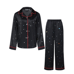 Not Just Pajama Galaxy系列星空印花22姆米真丝睡衣秋冬长袖套装