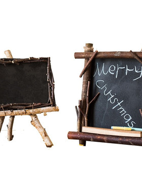 原木支架小黑板装饰摆件