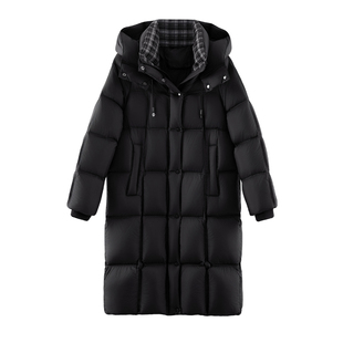 高级感黑色长款羽绒服女士2025冬季新款宽松90白鸭绒加厚保暖外套