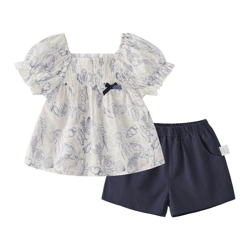 jellybaby女童夏套装宝宝短袖夏装纯棉2026新款夏儿童洋气两件套