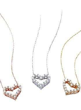 莫桑石爱心镂空锁骨项链