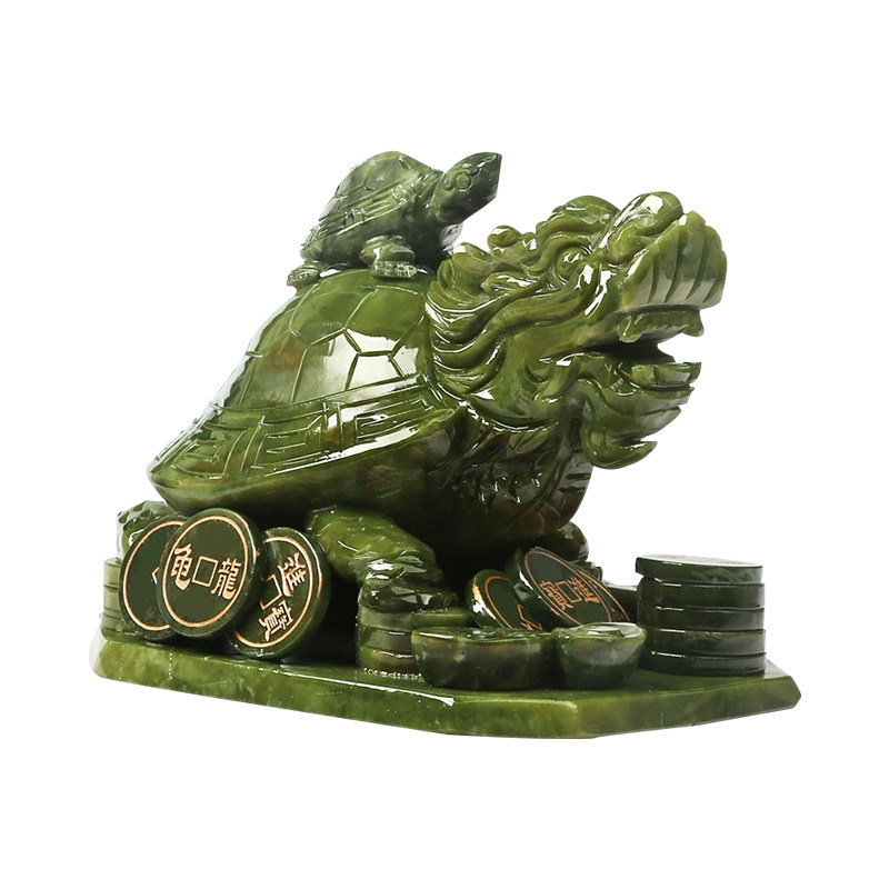 天然玉石雕刻龙龟玄武摆件