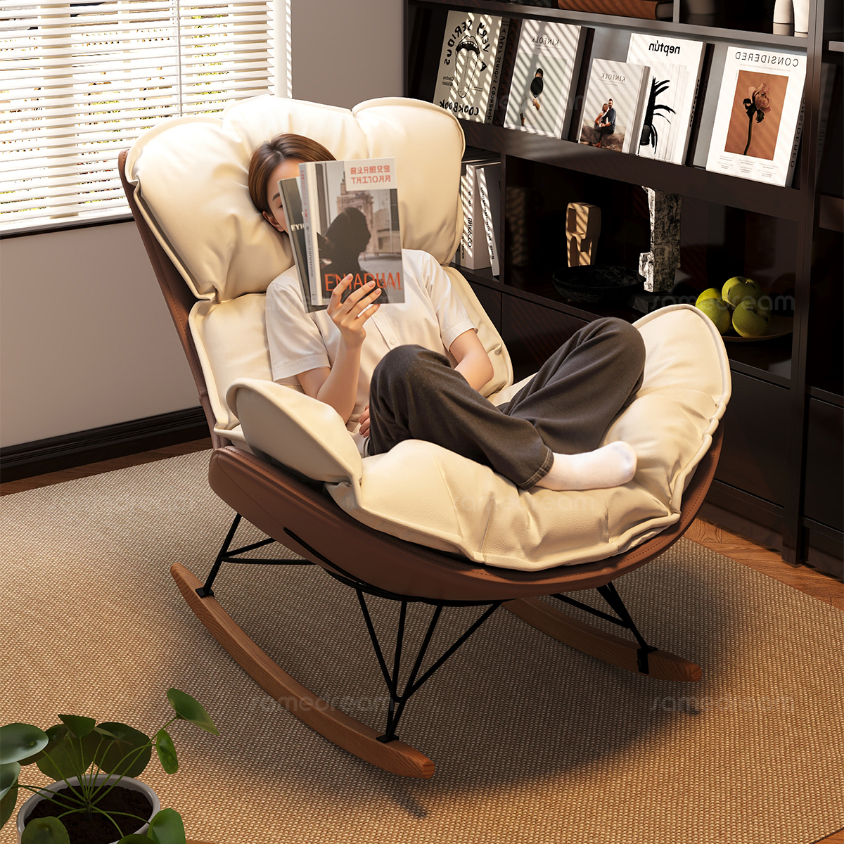 三梦摇摇椅躺椅单人沙发椅成人大人可睡觉客厅家用休闲阳台懒人椅