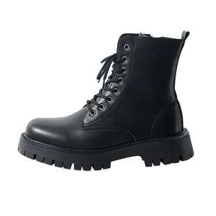 侧拉链马丁靴男高帮英伦风真皮工装机车靴冬季百搭增高韩版皮靴子