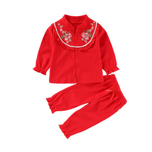 女宝宝1一2周岁礼服秋季套装春夏装婴儿新年装拜年满月百天日衣服