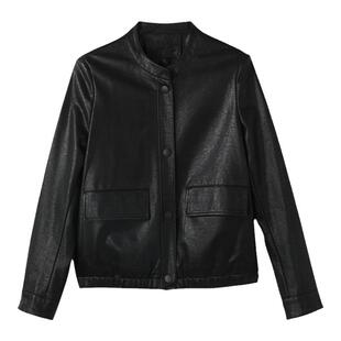 皮衣外套女短款2026春秋季新款机车服圆领百搭学生小个子皮夹克潮
