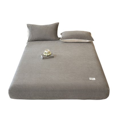 无印良品冬季加厚牛奶绒床笠单件