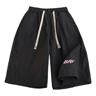 美式高街多巴胺穿搭短裤男女2026新款夏季薄款宽松休闲五分裤运动