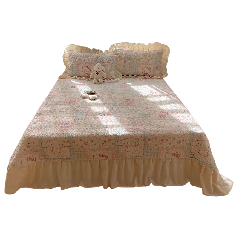 法式牛奶绒床盖单件冬季家用加厚加绒床单人三件套保暖炕盖毯床垫