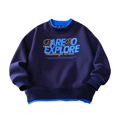 男女童假两件加绒卫衣秋冬打底衫