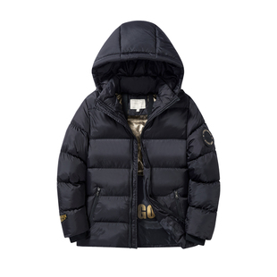 儿童羽绒棉服黑金男童短款外套中大童加厚保暖棉衣防水男孩面包服