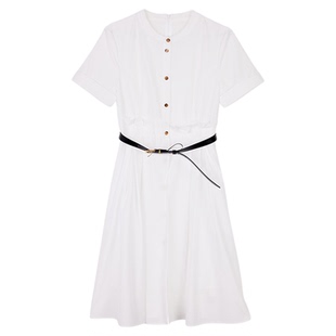 Lavinia衬衫连衣裙短袖通勤显瘦简约中长款裙子夏新款J43L103