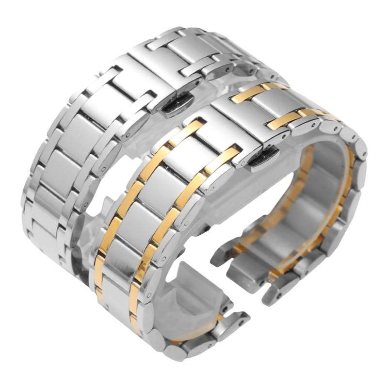 适配罗西尼精钢手表带5565/5566/5567/6658凹凸口不锈钢表链男女