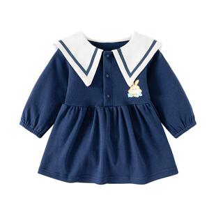秋装女童宝宝纯棉学院风小裙子儿童小女孩婴儿春季洋气时髦连衣裙