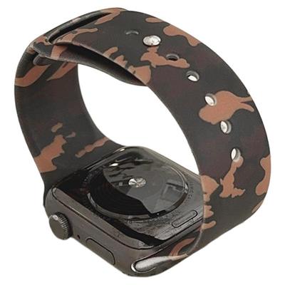 适用iwatch表带迷彩绿色运动硅胶