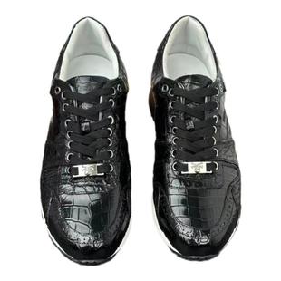 纯真鳄鱼皮男鞋2024新款欧美风耐磨防滑运动休闲欧洲站正品真皮鞋