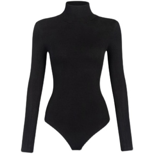 秋冬新品高领连体打底衫加绒修身弹力塑身连裆连身衣长袖套头T恤