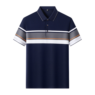 经典条纹棉质短袖T恤男士polo衫