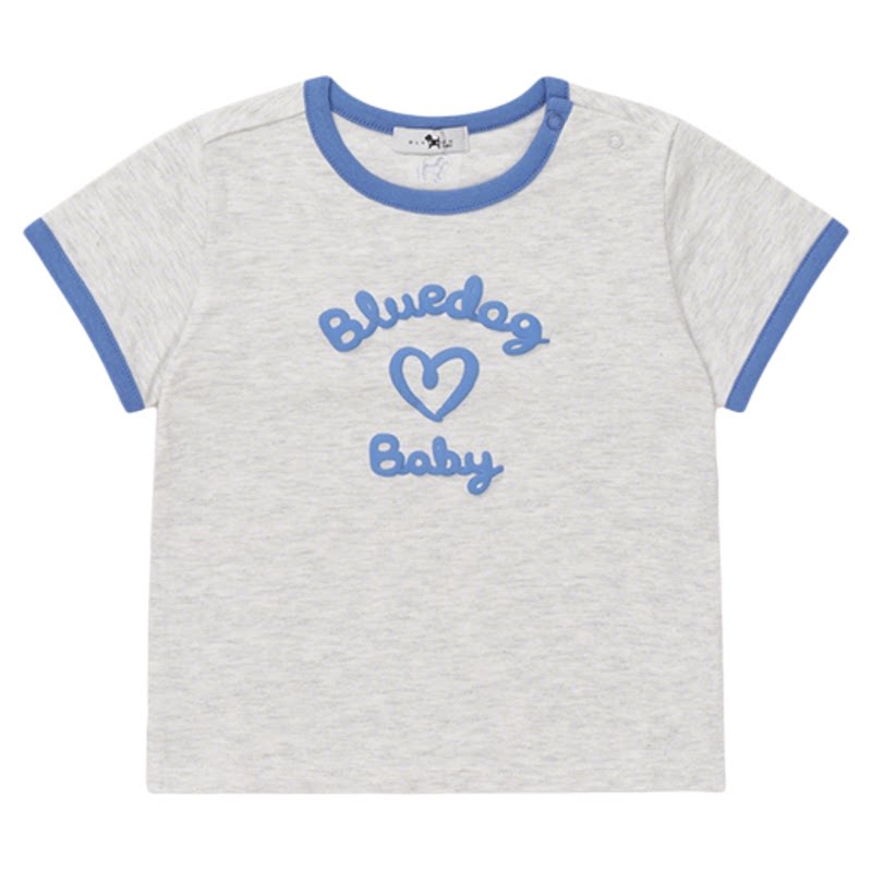 BLUEDOG 韩国蓝狗26SS童装夏季爱心LOVE罗纹短袖T恤休闲圆领短袖T 恤童实拍商品图