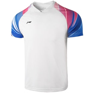 李宁羽毛球服女上衣黑色男白色清爽透气短袖宽松运动比赛秋冬专业