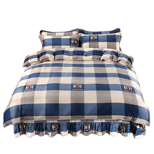 冬季加厚保暖珊瑚绒四件套法兰绒金貂牛奶绒床上三件套被套床单裙