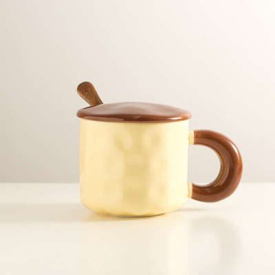 马克杯带盖勺子大容量设计感小众办公室喝水杯子陶瓷咖啡杯高颜值