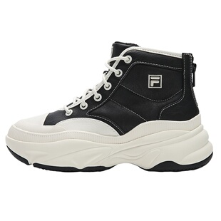 FILA 斐乐官方女鞋加绒鞋老爹鞋运动鞋休闲高帮保暖菠萝厚底靴子