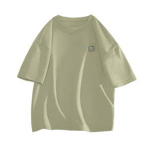真维斯纯棉短袖t恤男款夏季绿色男士上衣2026新款宽松体恤男装L