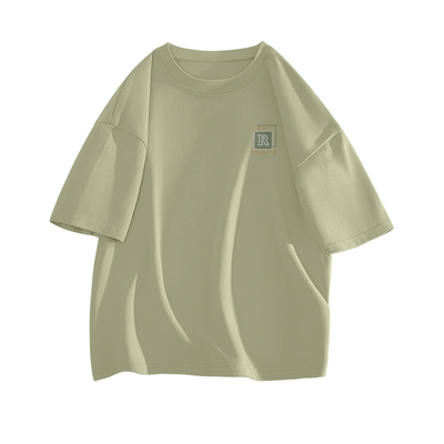 真维斯纯棉短袖t恤男款夏季绿色男士上衣2026新款宽松体恤男装L