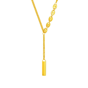 幸运签小金条项链女生新年毛衣链钛钢项链轻奢小众锁骨链吊坠饰品