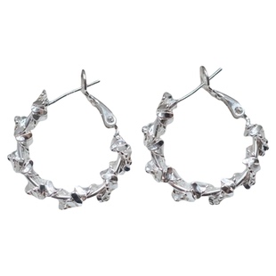 《荆棘》法式时髦简约轻奢小众银色缠绕耳圈耳环耳饰耳夹2026新款