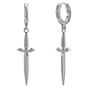 punkyouth刀锋蝙蝠羽翼耳环925银防过敏朋克暗黑个性耳饰