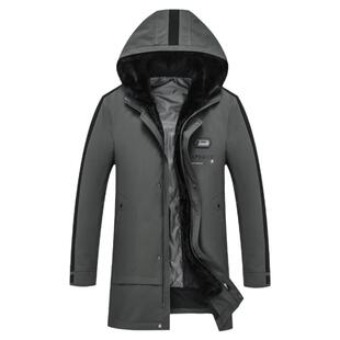 男士水貂毛皮草连帽休闲时尚派克服羽绒中长款黑貂脱卸内胆尼克服